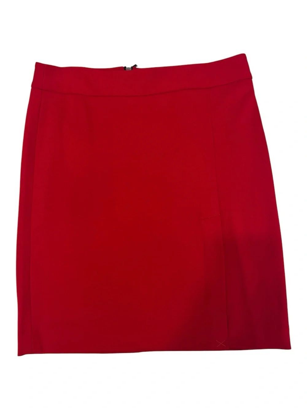 NWT Cache Size 10 Red Back Zip Front Side Slit Stretchy Straight Skirt